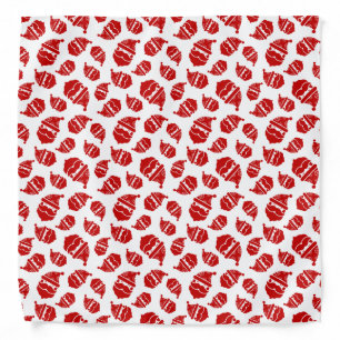Red Santa Head on White Background Pattern Bandana