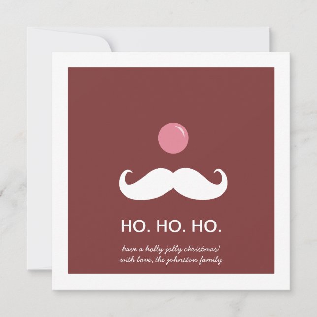 Red Santa Mustache Christmas Photo Flat Cards (Front)