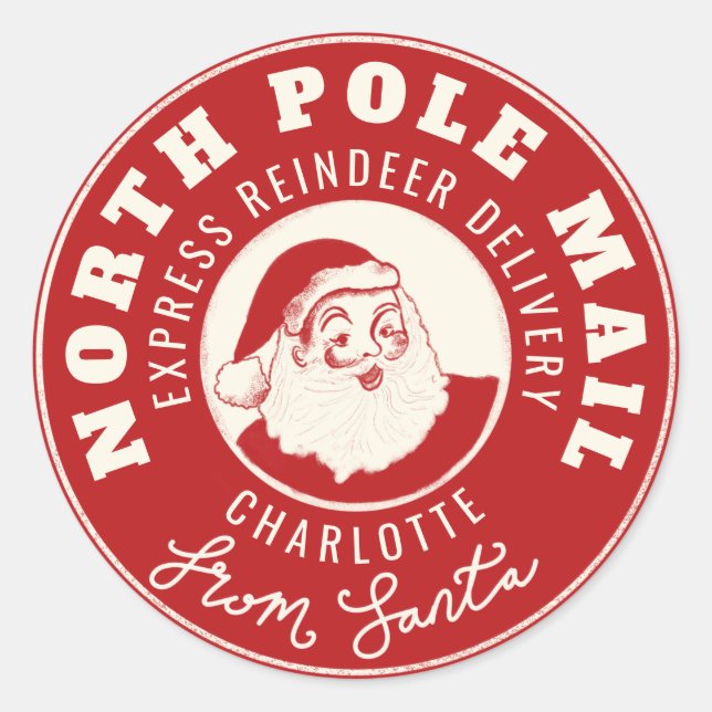 Red Santa reindeer delivery Christmas sticker (Front)