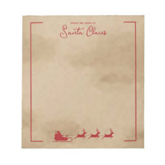Red Santa Sleigh On Faux Old Worn Paper Look Notepad