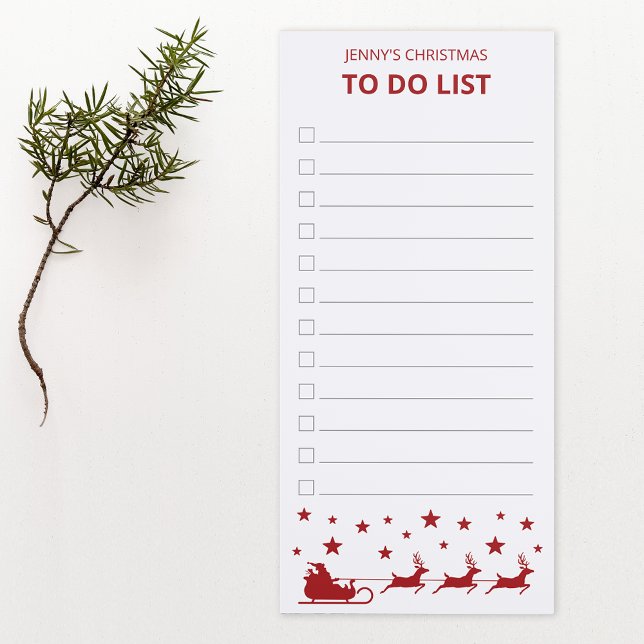 Red Santa Sleigh & Reindeers Christmas To Do List Magnetic Notepad (Creator Uploaded)