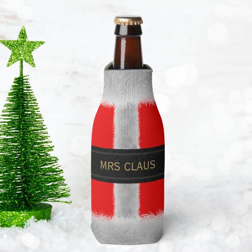 Red Santa Suit Mrs Claus Christmas Bottle Cooler