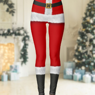 Red Santa Suit Mrs Claus Christmas Costume Festive Leggings