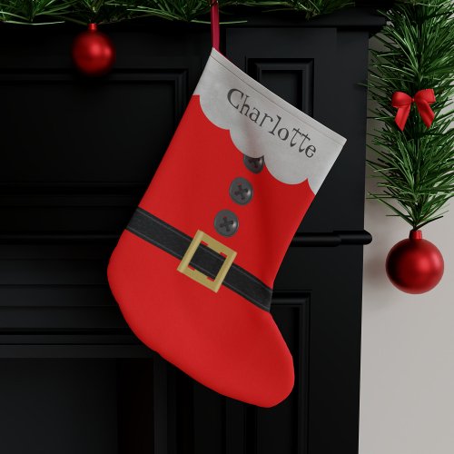 Red Santa Suit Personalized Large Christmas Stocking