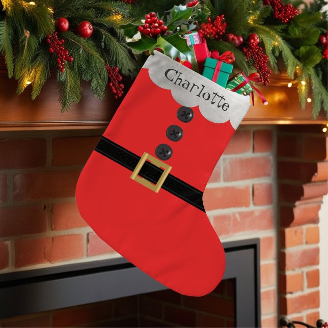 Red Santa Suit Personalized Small Christmas Stocking (Ho Ho Ho! Just add your name)