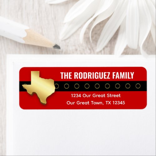 Red Santa Texas Belt Return Address Label