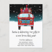 Red Santa Van Reindeer Dog Snow Christmas Moving
