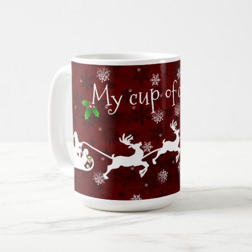 Red Santas Sleigh and Reindeer Coffee Mug