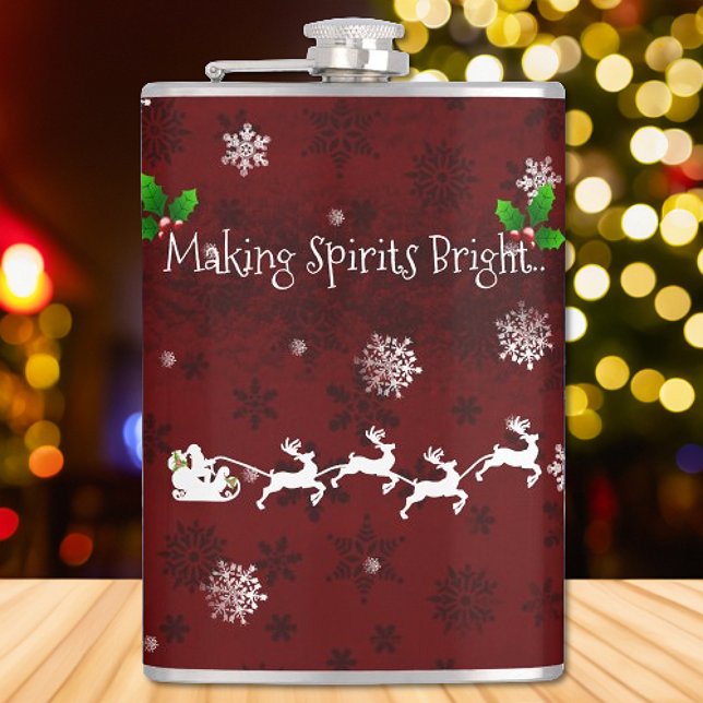Red Santa's Sleigh and Reindeer Flask (Red Santas Sleigh and Reindeer Flask)