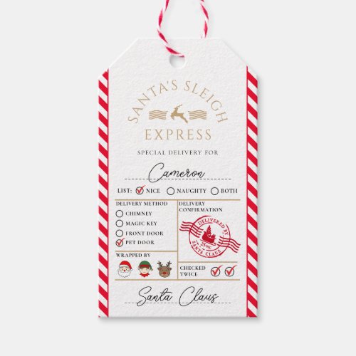 Red Santas Sleigh Express Special Delivery Gift Tags