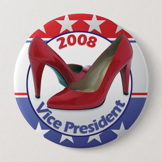 Red Sarah Palin Pumps Pinback Button (Front)
