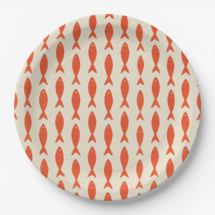 Red Sardines Fish Summer Paper Plates