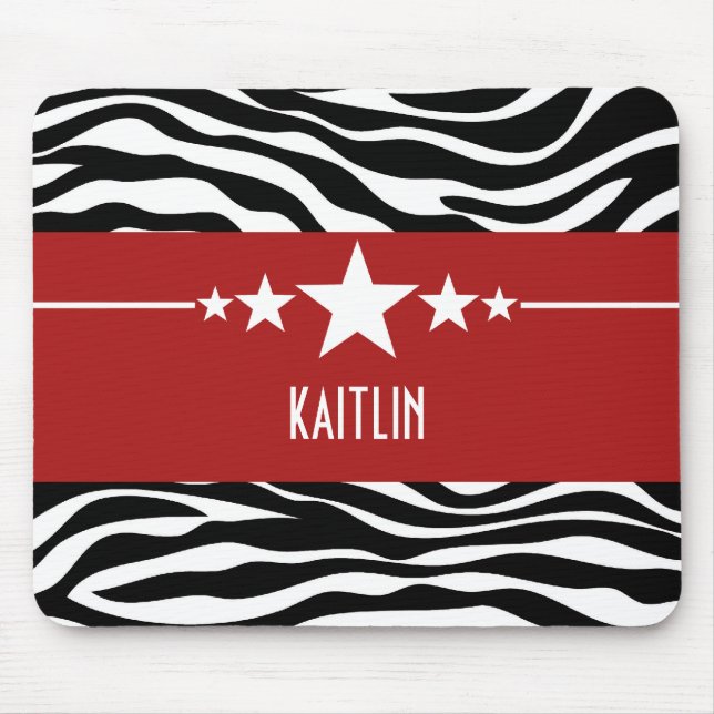 Red Sassy Star Zebra Mousepad (Front)