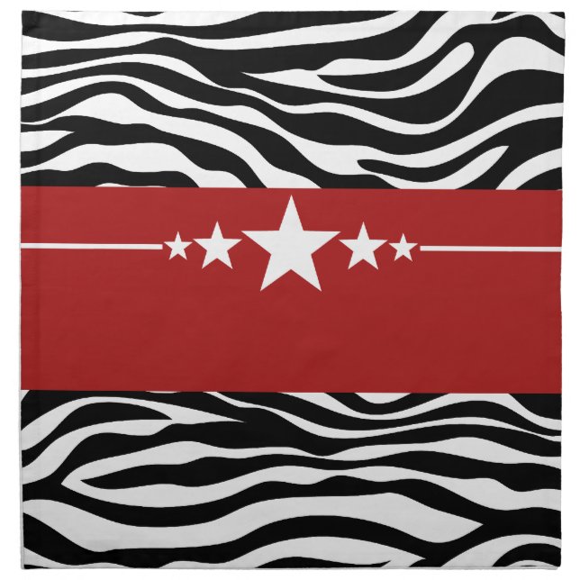 Red Sassy Star Zebra Napkin Set (Front)