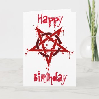 Red Satanic Spotted Pentagram Birthday Card by DevilsGateway at Zazzle