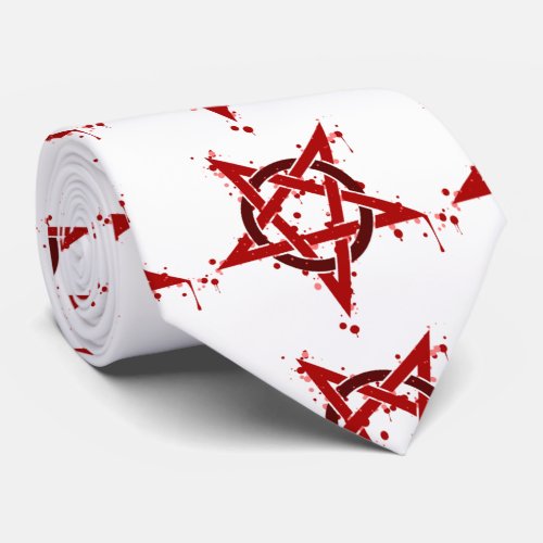 Red Satanic Spotted Pentagram Neck Tie