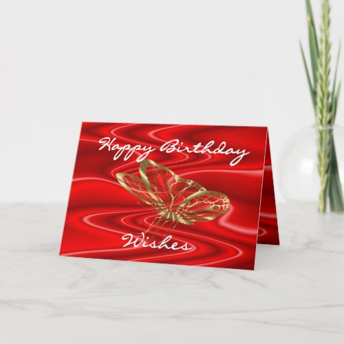 Red Satin  Butterflies_ customize any occasion Card