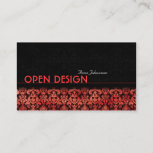 Red Satin Damask • Elegant Business Card