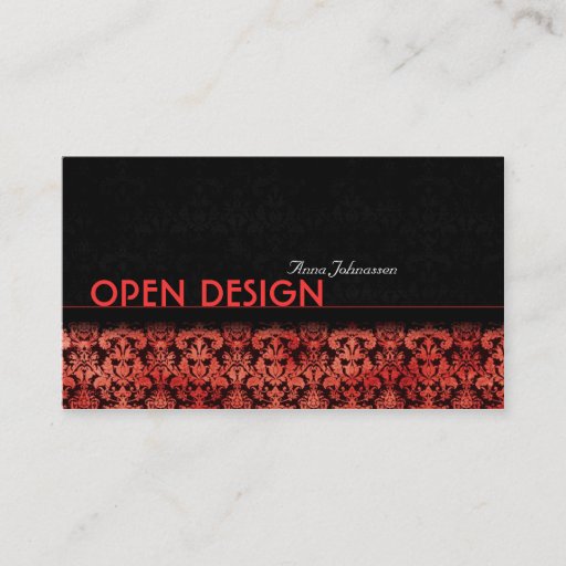 Customizable Red Satin Damask • Elegant Business Card