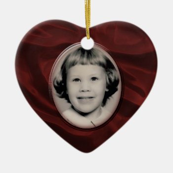 Red Satin Heart Memorial Ornament by TheGiftsGaloreShoppe at Zazzle