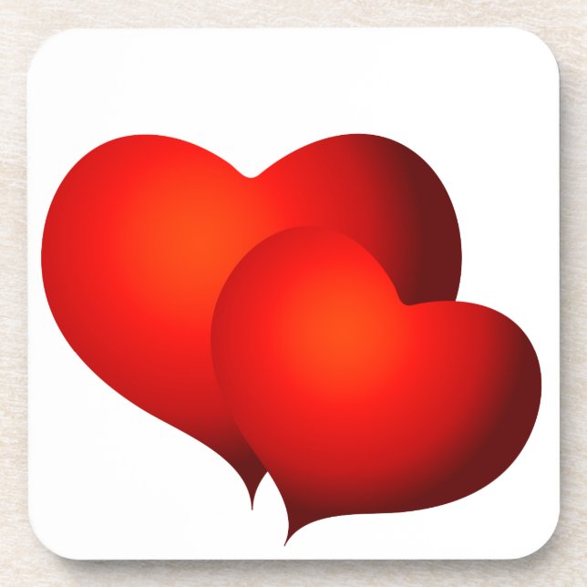 Red Satin Hearts Drink Coaster (Front)
