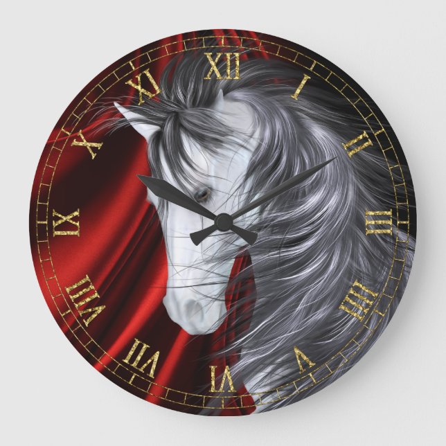 Red Satin Horse Wall Clock (Front)