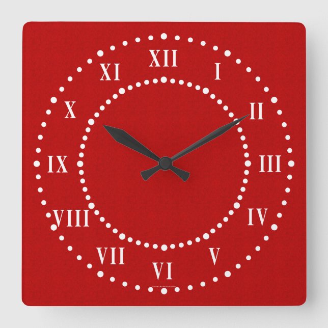 Red Satin Look Roman Numeral Wall Clock (Front)