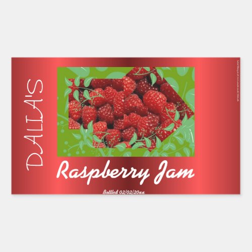 Red satin Raspberry jam label