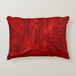 Red Satin-Rectangular Accent Pillow