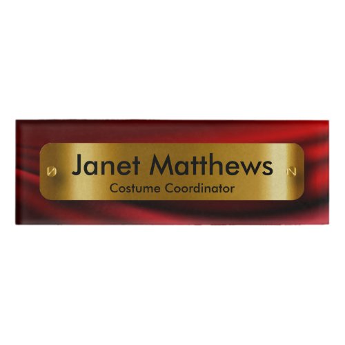 Red Satin Ribbon with Gold Label Plate