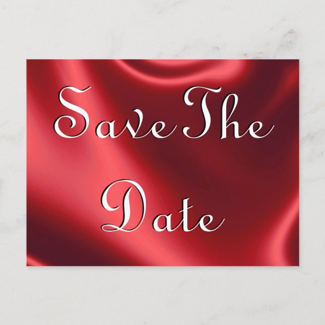 Red Satin Save The Date Postcards (Front)