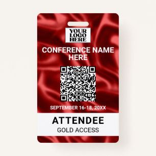 Red Satin Trade Show Conference Event Badge