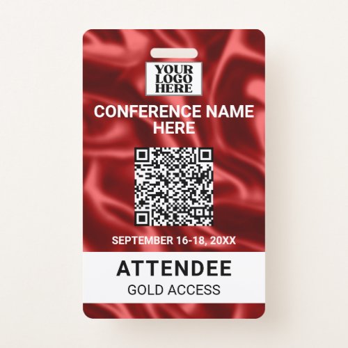 Red Satin Trade Show Conference Event Badge