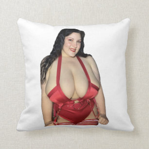 Red satin two sided throw pillow
