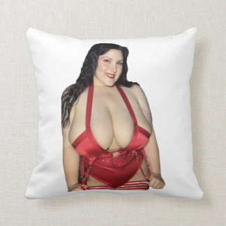 Red satin two sided throw pillow