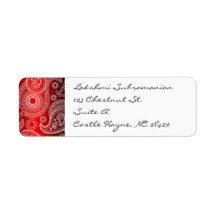 Red Satin White Lace Paisley Return Address Label