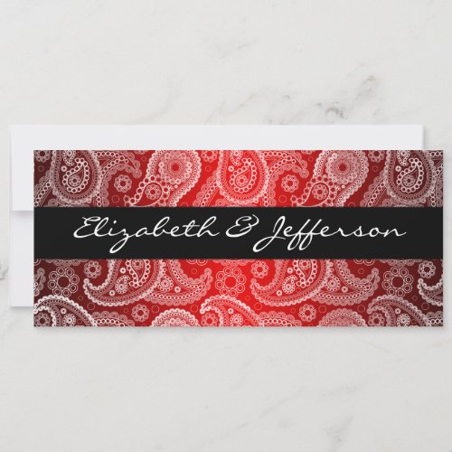 Red Satin &amp; White Paisley Lace Wedding Invitation