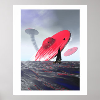 Red Saucer Attack Poster