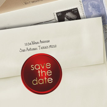 Red Save The Date Envelope Seal by TailoredType at Zazzle