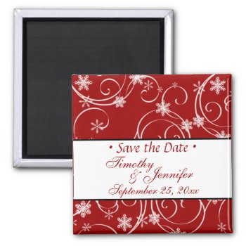 Red Save The Date Winter Wedding Magnet by Jamene at Zazzle