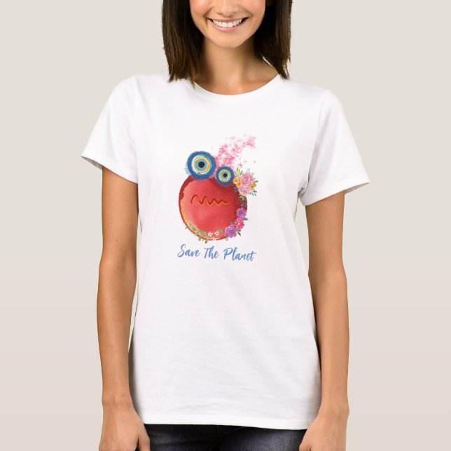 Red Save the Planet, Mother Earth T-Shirt (Front)