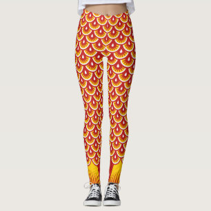 Red Scaled Goldfish Tail Leggings