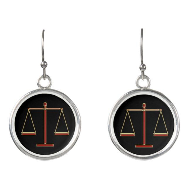 Red Scales of Justice Earrings (Front)