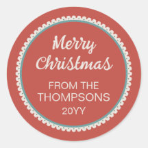 Red Scalloped Border Merry Christmas