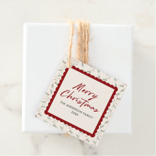 Red Scalloped Christmas Favor Tags