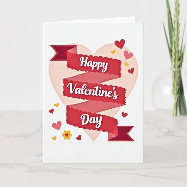 Red Scalloped Valentines Day Card (Front)