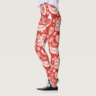 Red Scandinavian Christmas Pattern with Birds