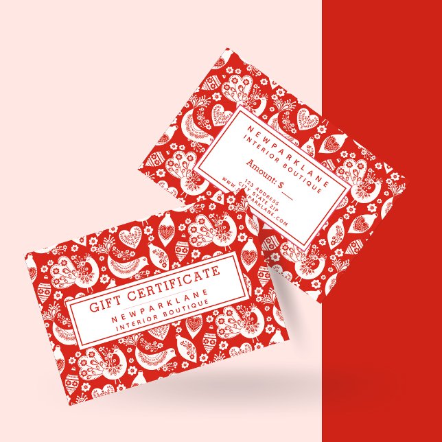 Red Scandinavian Christmas Print Gift Certificate (Creator Uploaded)