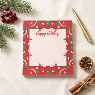 Red Scandinavian Folk Art Christmas Holiday Notepad