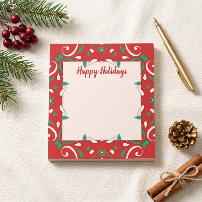 Red Scandinavian Folk Art Christmas Holiday Notepad (Creator Uploaded)